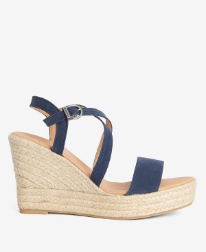 Barbour Lucia Espadrille Wedges Sort | BABO89891