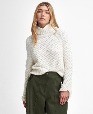 Barbour Malton Roll Neck Jumper Hvide | BABO89750