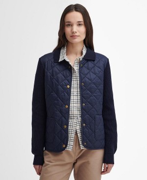 Barbour Moors Quilted Cardigan Mørkeblå | BABO89719