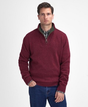 Barbour Nelson Essential Half-zip Jumper Bordeaux | BABO88668