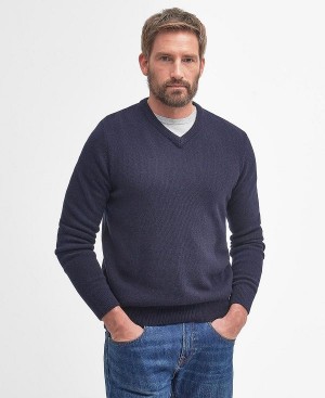 Barbour Nelson Essential V Neck Jumper Mørkeblå | BABO88547