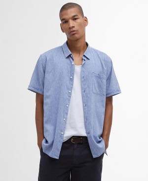 Barbour Nelson Regular Short-sleeved Shirt Blå | BABO87630