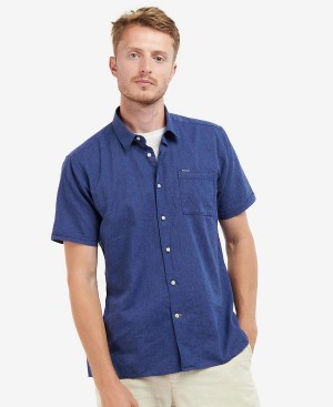 Barbour Nelson Regular Short-sleeved Shirt Mørkeblå | BABO87634