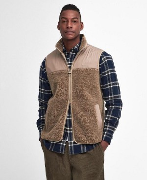 Barbour Newlan Fleece Gilet Beige | BABO88723