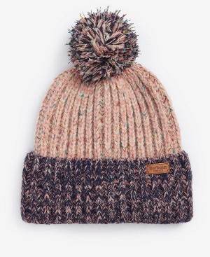 Barbour Norham Beanie Lyserød Rød Mørkeblå | BABO90049