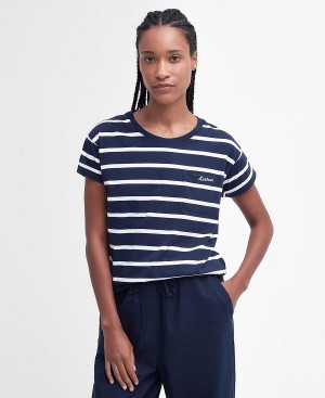 Barbour Otterburn Stripe T-shirt Mørkeblå | BABO89544