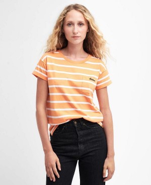 Barbour Otterburn Stripe T-shirt Orange | BABO89543