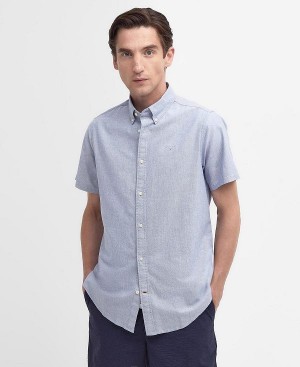 Barbour Oxford Tailored Short Sleeve Shirt Mørkeblå | BABO87715