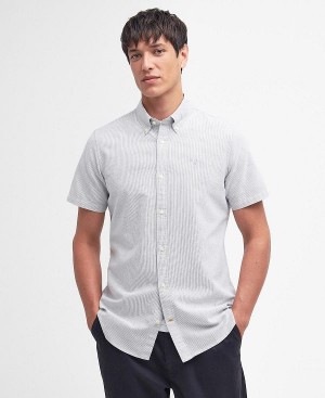 Barbour Oxford Tailored Short-sleeved Pinstripe Shirt Grå | BABO87704