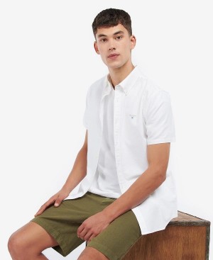 Barbour Oxford Tailored Short-sleeved Shirt Hvide | BABO87650