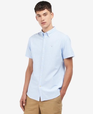 Barbour Oxford Tailored Short-sleeved Shirt Blå | BABO87653