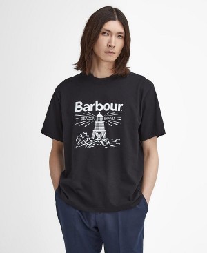 Barbour Pell Oversized Graphic T-shirt Sort | BABO88394