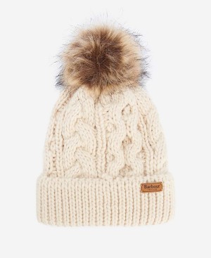 Barbour Penshaw Cable-knit Beanie Beige | BABO90039