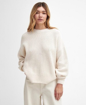 Barbour Scarlett Crew Neck Jumper Beige | BABO89746