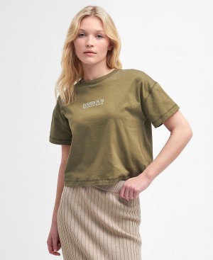 Barbour Sofia T-shirt Khaki | BABO89531