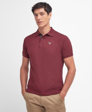 Barbour Tartan Pique Polo Shirt Bordeaux | BABO88139