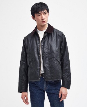 Barbour Transport Oversized Wax Jacket Sort | BABO87161