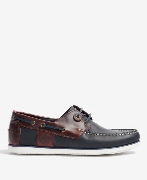 Barbour Wake Boat Shoes Mørkeblå Brune | BABO88908