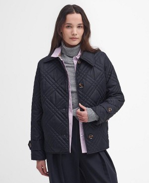 Barbour Walton Quilted Jacket Sort Mørkerød | BABO89346