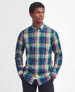 Barbour Warwick Tailored Long-sleeved Shirt Indigo | BABO87692