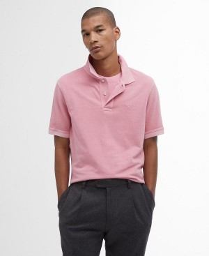 Barbour Washed-out Sports Polo Shirt Lyserød Lyseblå | BABO88042