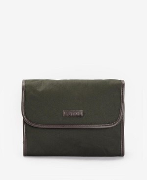 Barbour Wax Hanging Washbag Olivengrøn | BABO88934