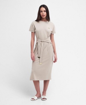 Barbour Whitson Midi Dress Beige | BABO89596