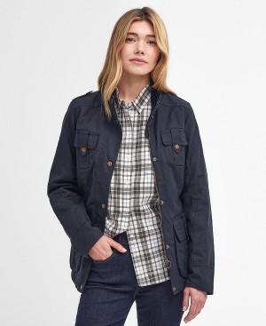 Barbour Winter Defence Wax Jacket Mørkeblå | BABO89239