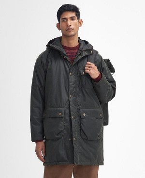 Barbour Winter Waxed Parka Sort | BABO87224