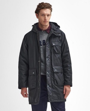 Barbour Winter Waxed Parka Sort | BABO87232