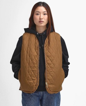 Barbour Women'S Reversible Faux-fur Gilet Guld | BABO89468