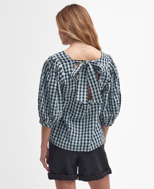 Barbour Abigail Gingham Blouse Blå | BABO89496