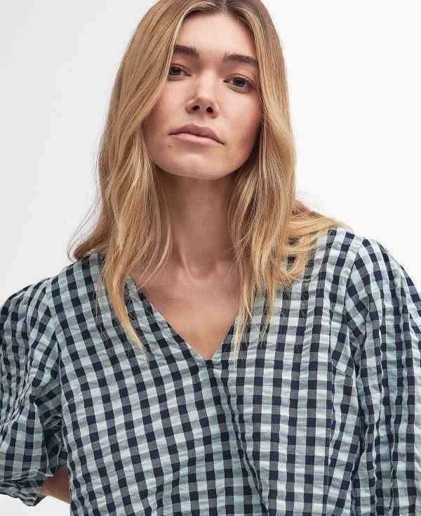 Barbour Abigail Gingham Blouse Blå | BABO89496