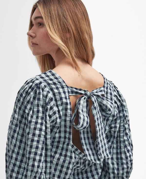 Barbour Abigail Gingham Blouse Blå | BABO89496