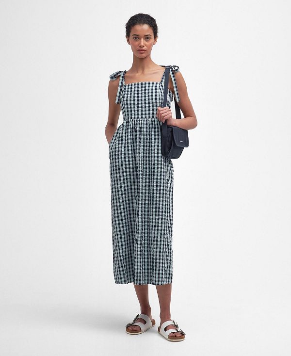 Barbour Abigail Gingham Midi Dress Blå | BABO89631