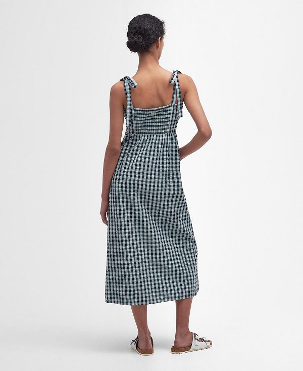 Barbour Abigail Gingham Midi Dress Blå | BABO89631