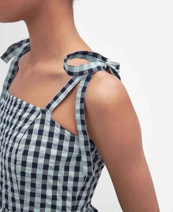 Barbour Abigail Gingham Midi Dress Blå | BABO89631