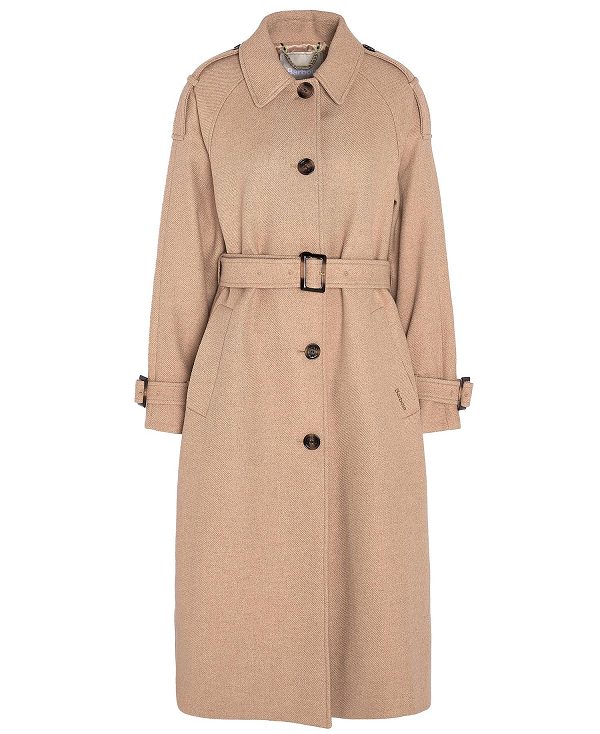 Barbour Alberta Wool Trench Coat Brune | BABO89383