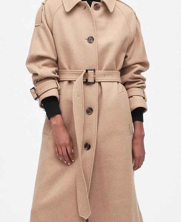 Barbour Alberta Wool Trench Coat Brune | BABO89383