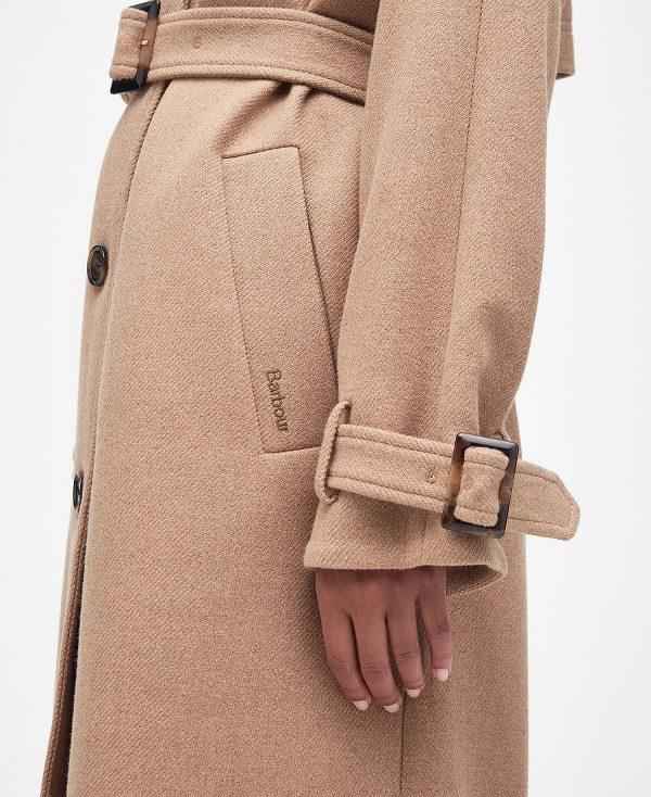 Barbour Alberta Wool Trench Coat Brune | BABO89383