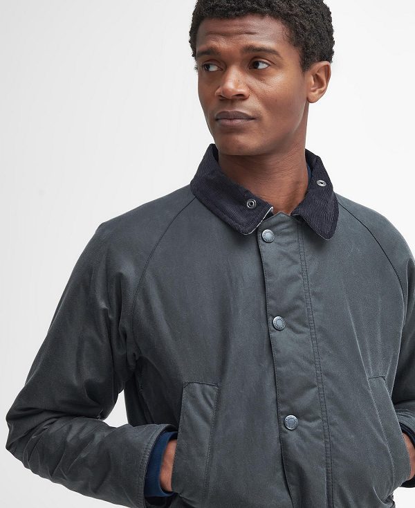 Barbour Ambleside Waxed Jacket Grå Blå Grå | BABO87245