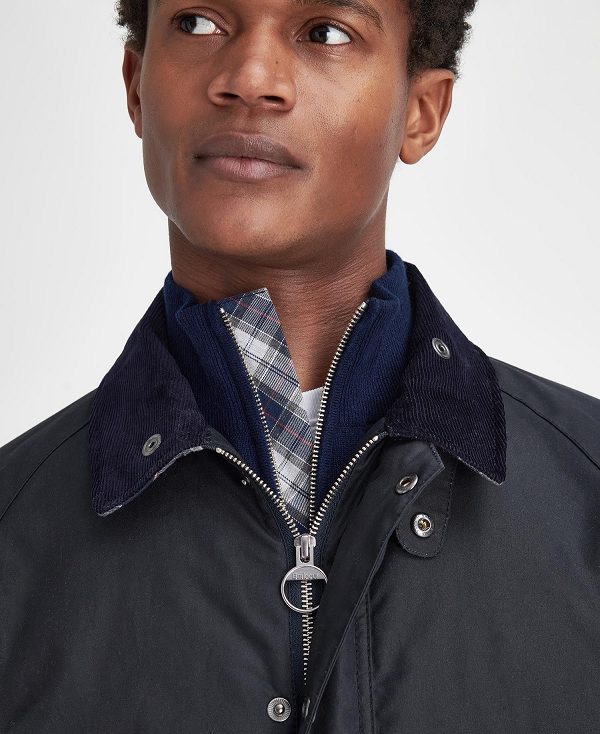 Barbour Ambleside Waxed Jacket Mørkeblå Blå Grå | BABO87284