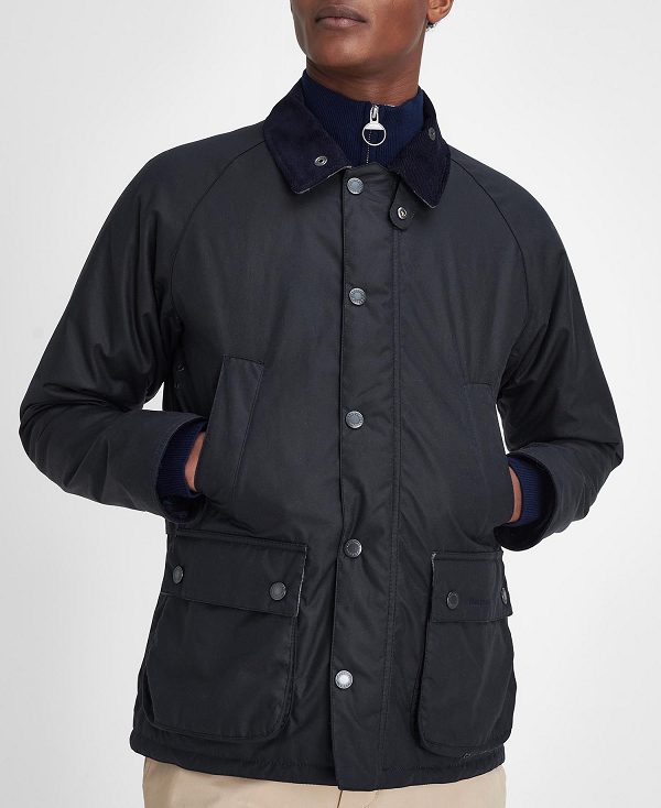 Barbour Ambleside Waxed Jacket Mørkeblå Blå Grå | BABO87284