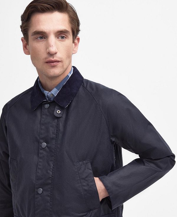 Barbour Ambleton Waxed Jacket Mørkeblå | BABO87208