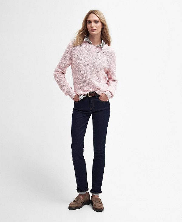 Barbour Angelonia Crew Neck Jumper Lyserød | BABO89684