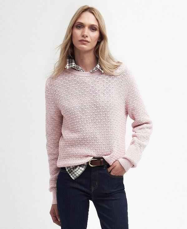 Barbour Angelonia Crew Neck Jumper Lyserød | BABO89684