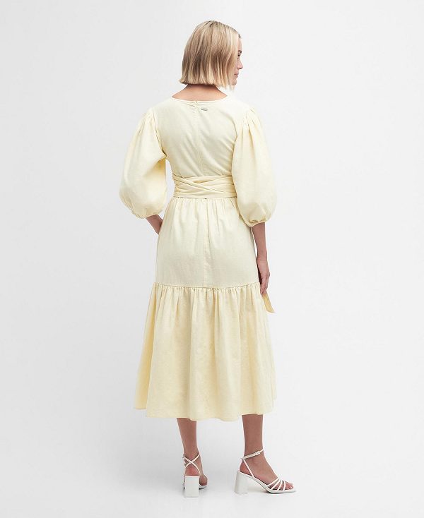 Barbour Annie Midi Dress Citron | BABO89629