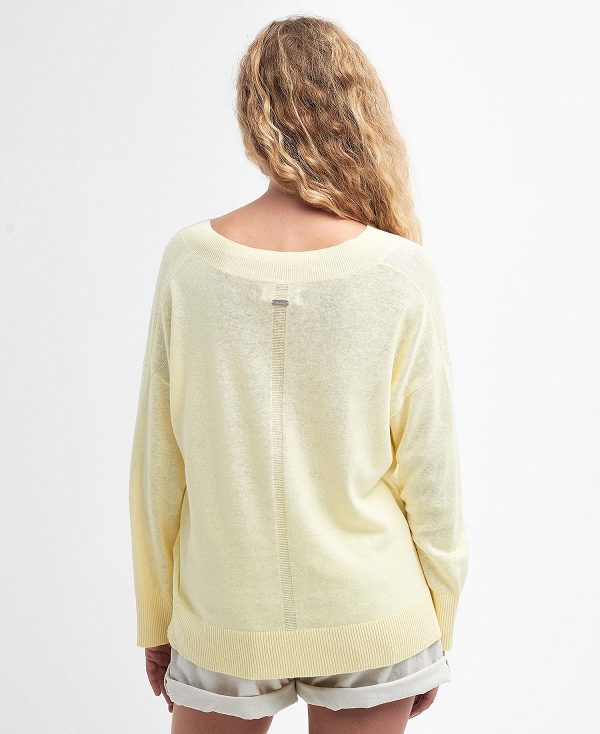 Barbour Annie V-neck Jumper Citron | BABO89692