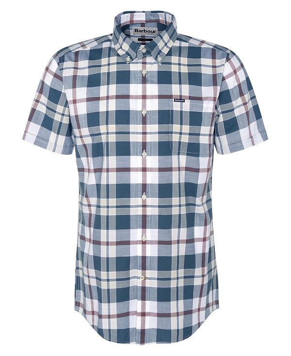 Barbour Applecross Tailored Short-sleeved Shirt Blå | BABO87780