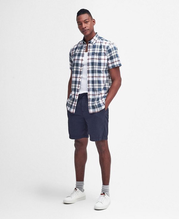 Barbour Applecross Tailored Short-sleeved Shirt Blå | BABO87780